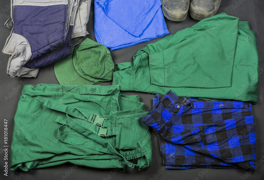Set of work clothes to work in the factory.