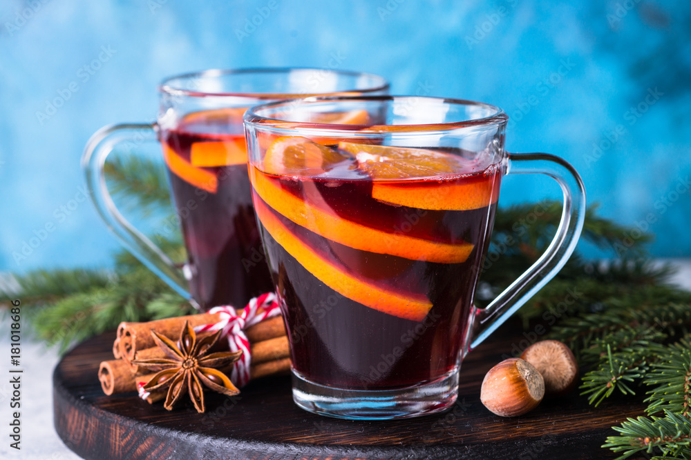 Mulled wine in glass Mulled wine in glass