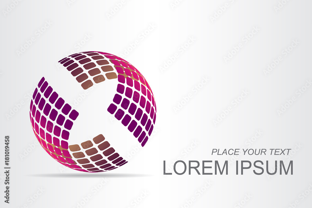Logo stylized spherical surface with abstract shapes Logo stylized spherical surface with abstract shapes