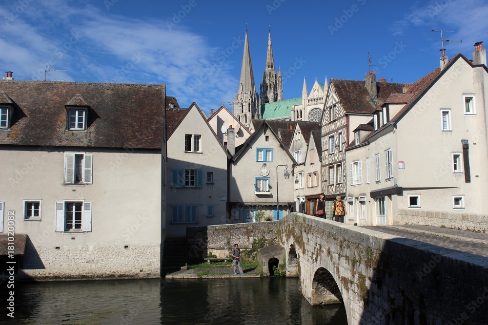 Chartres from Pont Bouju, France.