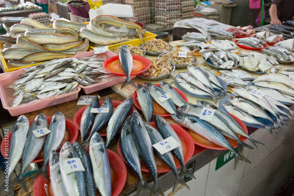 Fresh fish market stall Fresh fish market stall