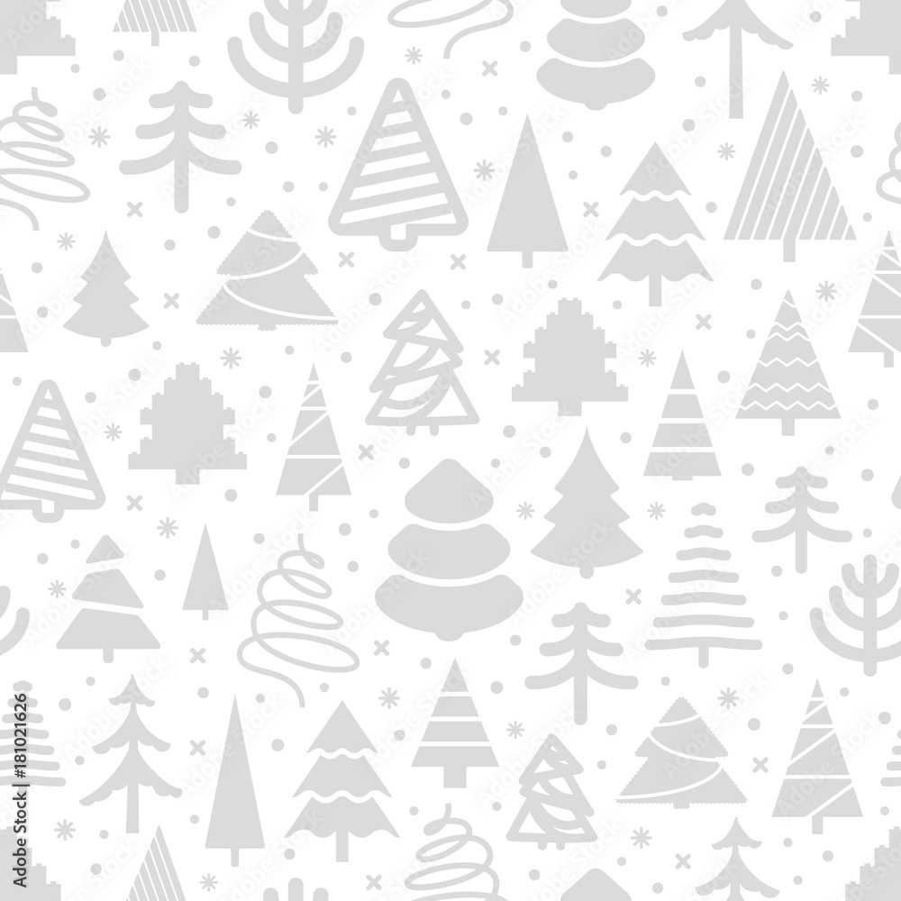 Winter forest seamless pattern. Christmas greeting card