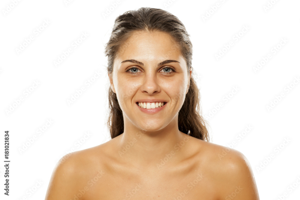 Young beautiful brunette with blue eyes, without makeup Young beautiful brunette with blue eyes, without makeup