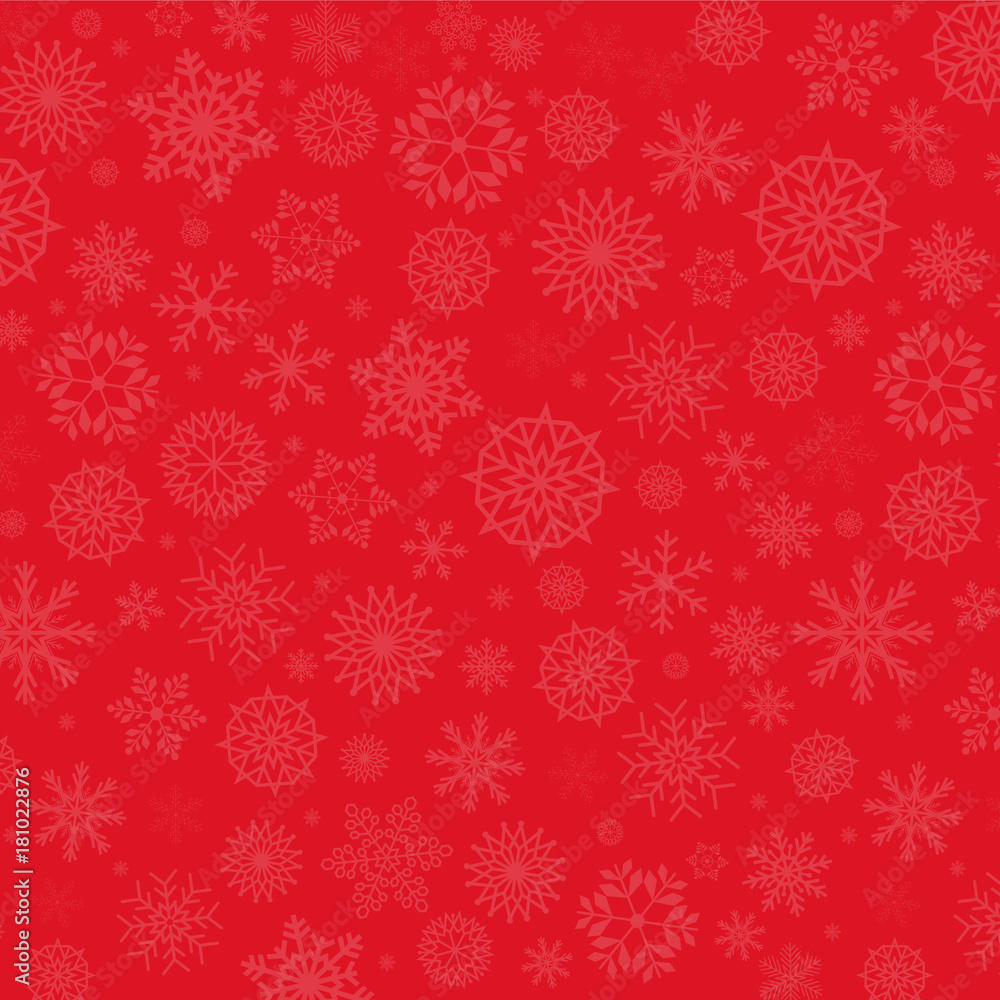 Winter festive red background. Elegant falling snowflakes. Christmas or new year template with copy space. Vector illustration, banner, poster. Winter festive red background. Elegant falling snowflakes. Christmas or new year template with copy space. Vector illustration, banner, poster.