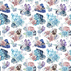 Keuken achterwand Gotisch patronen Edelstenen en vetplanten in aquarel  © Lemaris
