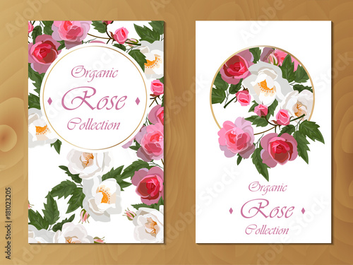 rose card on wooden background photo