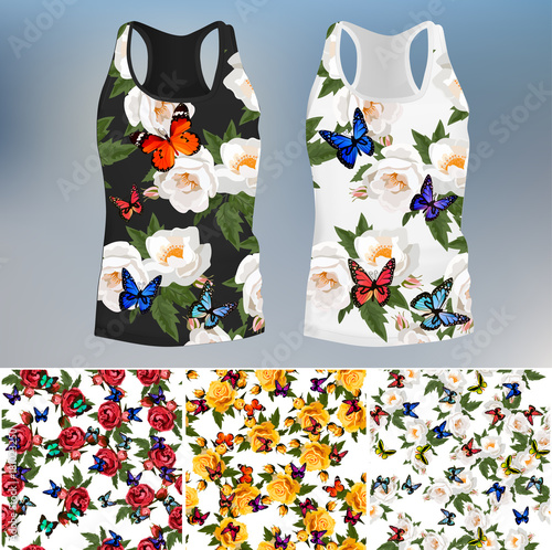 T-shirt with an trendy rose and butterfly design
