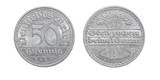 Coin of Germany 50 PFENINGS 1920 on isolated white background