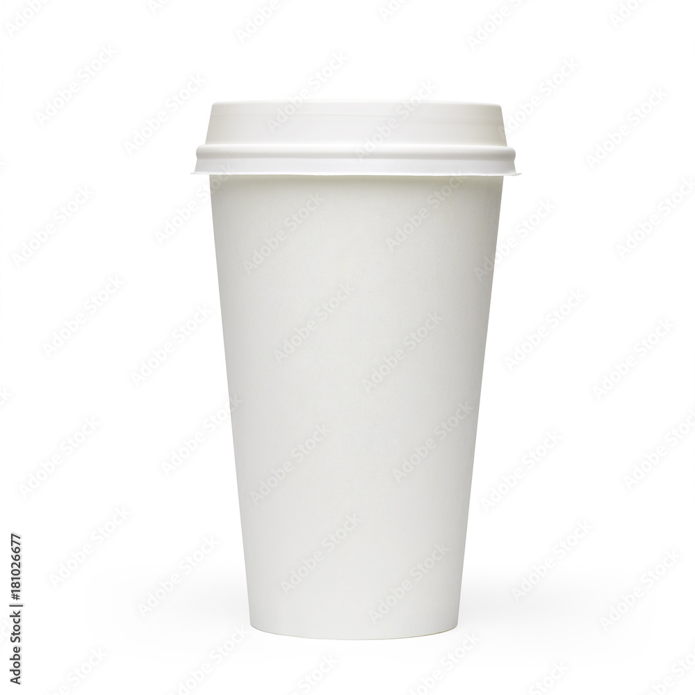 Blank white takeaway coffee cup isolated on white background including clipping path Blank white takeaway coffee cup isolated on white background including clipping path
