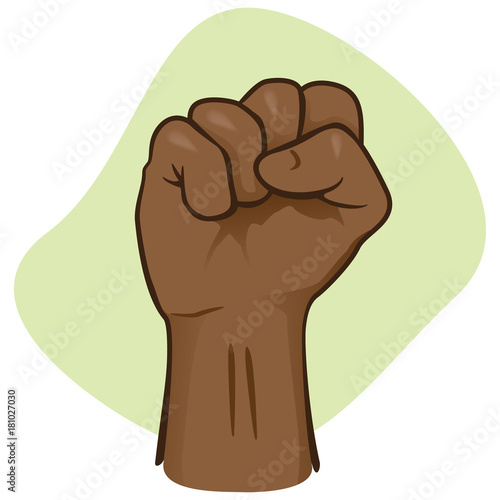 Illustration depicting the hand of a person closed, showing a closed or closed fist, punch. African descent