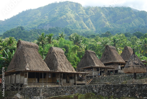 Village traditionnel Ngada prés de Bajawa, île de Florès, Indonésie photo