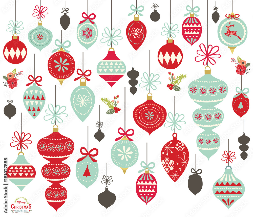 Christmas Ornament Collections - obrazy, fototapety, plakaty 