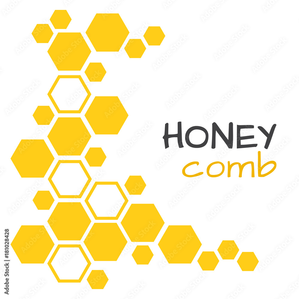 Abstract background with yellow honeycomb. Vector illustration Stock