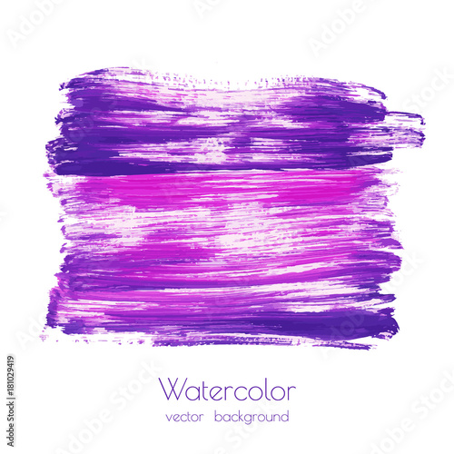 Violet, purple, lilac grunge marble vector watercolor dry brush strokes texture hand paint on white background. Abstract acrylic backdrop with stains, splashes. Oil frame with place for text or logo.