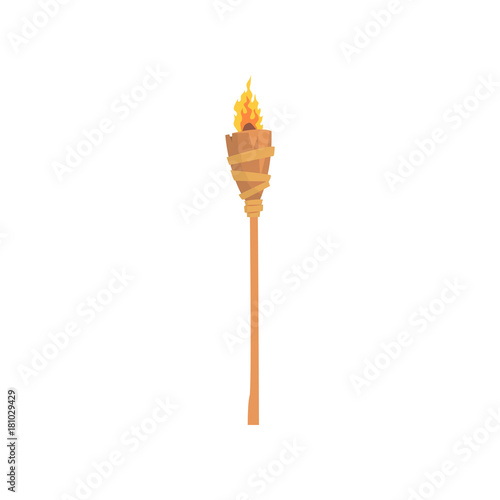 Burning beach bamboo torch cartoon vector illustration photo
