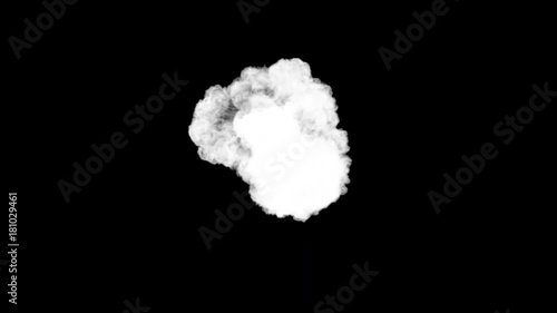 Smoke puff towards the camera, smoke hits camera's lense. Separated on pure black background, contains alpha channel.