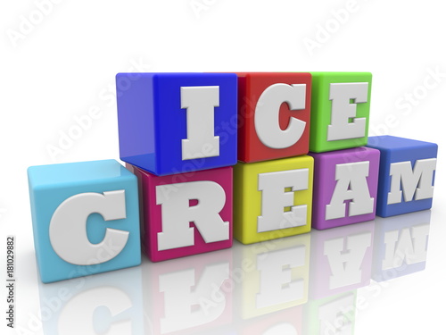 Cubes in white with ice cream concept