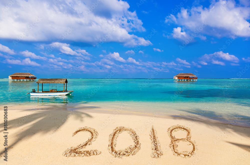 Fototapeta premium Numbers 2018 on beach