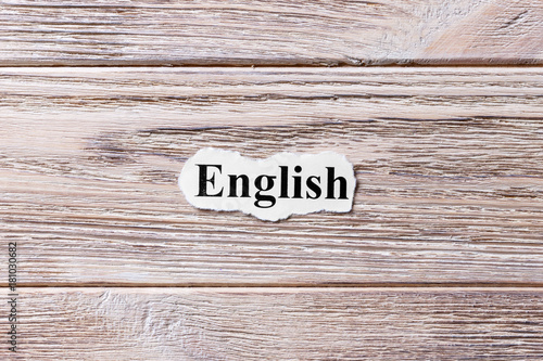 english of the word on paper. concept. Words of english on a wooden background photo