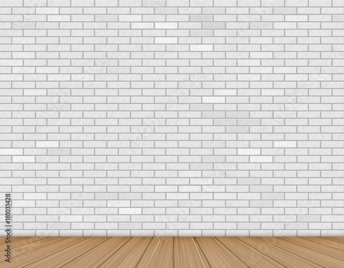 Wall of white brick and wooden floor