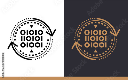 Linear icon reverse engineering. Data science technology and machine learning process. Suitable for print, website and presentation