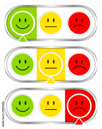3 Smileys Color Silver Frame Arrow Horizontal Color