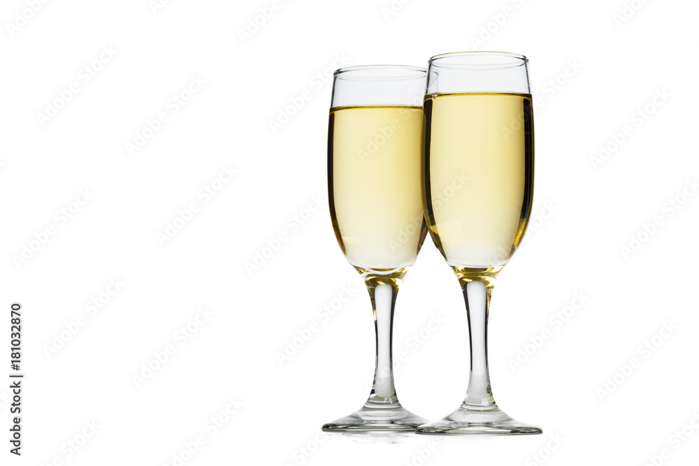 champagne glass isolated on white background