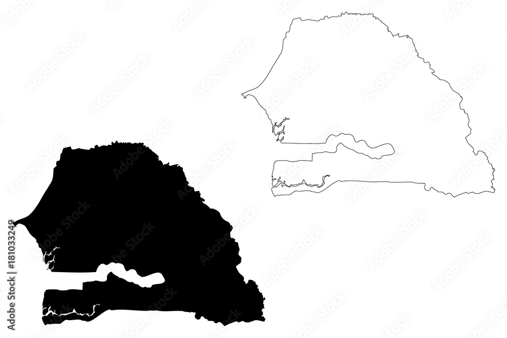Senegal map vector illustration, scribble sketch Republic of Senegal