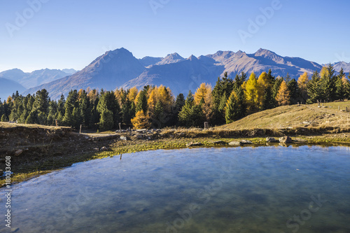 Autumn landscape in Valtellina in Italy. photo