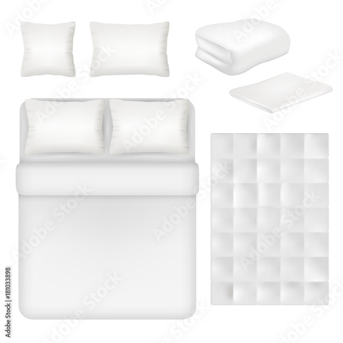 Vector white blank bedding realistic template set