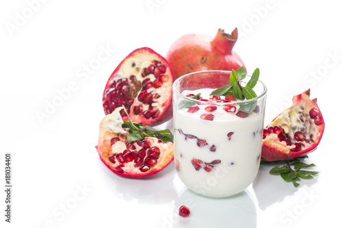 sweet homemade yogurt with pomegranate