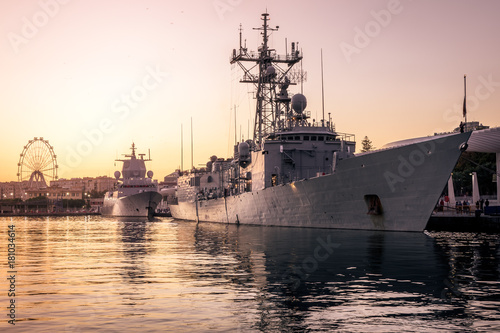 Numancia frigate of the Spanish army in the port of Malaga. (Muelle Uno). Spain.