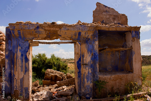 Ruins. Old abandoned rural house. Antique architecture.
