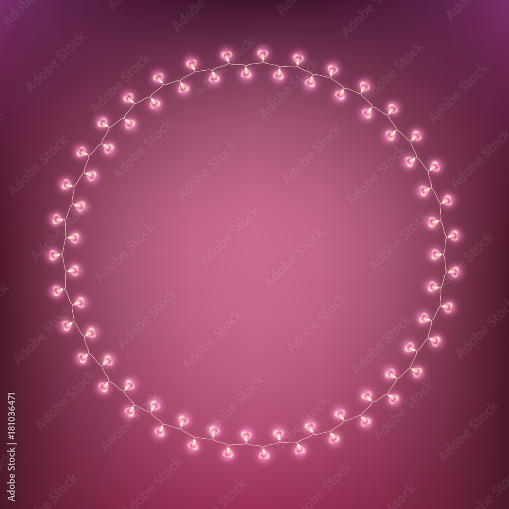 Happy Valentines Day Garland Lamp card. EPS 10 vector Happy Valentines Day Garland Lamp card. EPS 10 vector