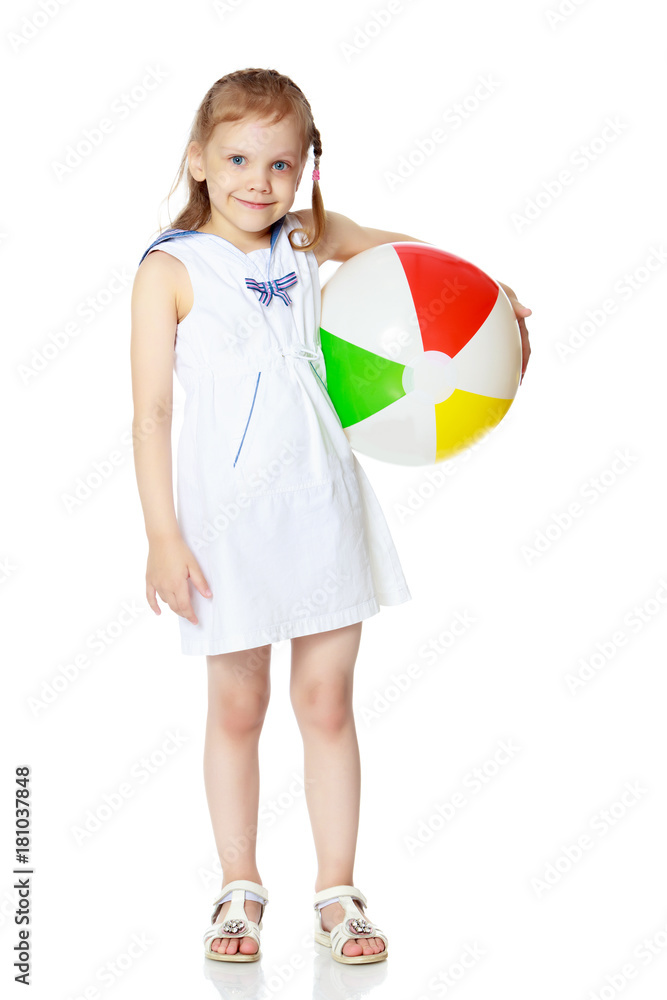 Little girl is playing with a ball Little girl is playing with a ball
