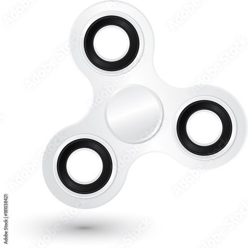 White fidget spinner, stress relief toy, vector illustration