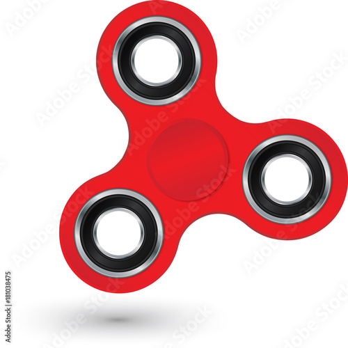 Red fidget spinner, stress relief toy, vector illustration