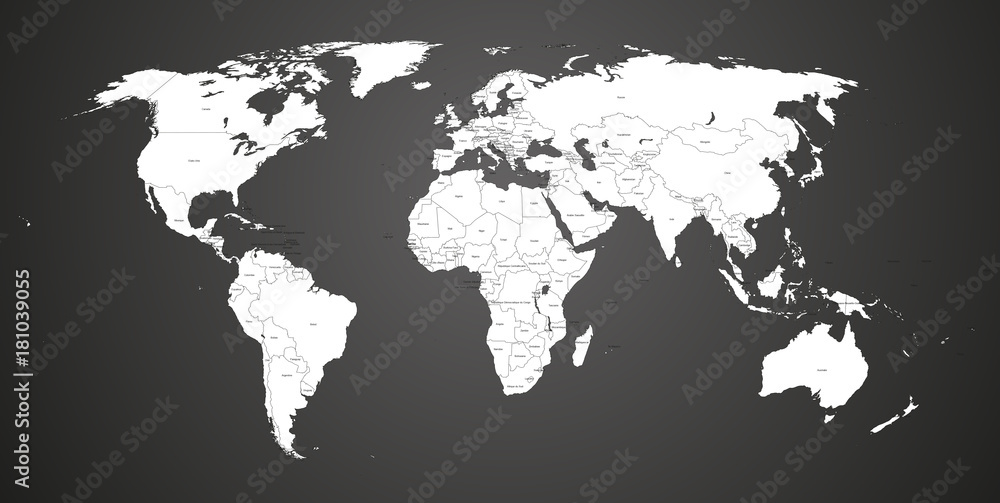 Mappemonde, Pays FR et EN, calques modifiables Mappemonde, Pays FR et EN, calques modifiables