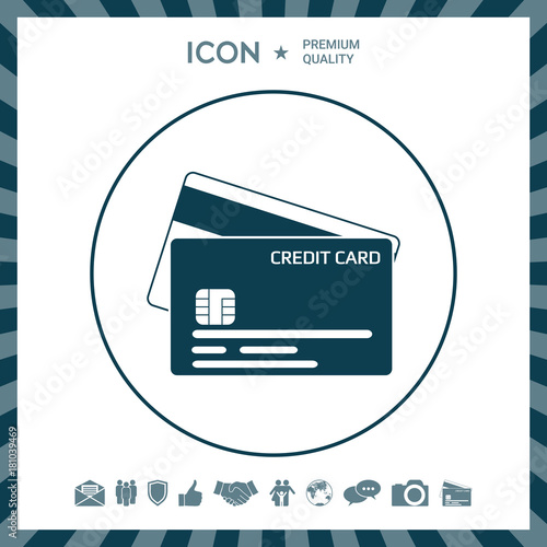 Credit card with a chip and magnetic stripe -  icon