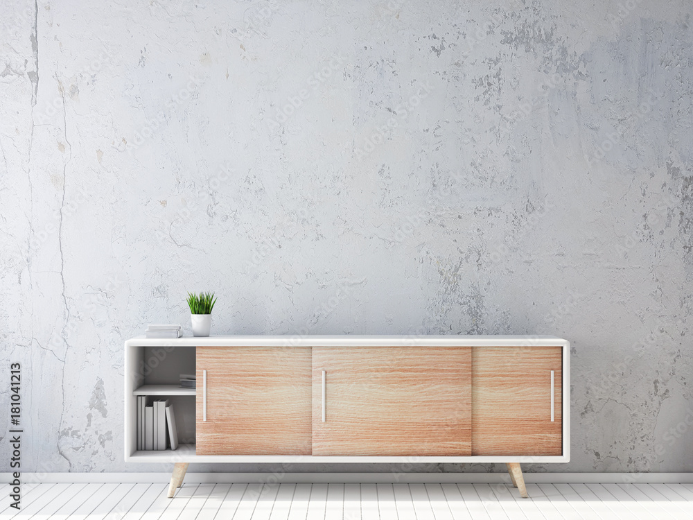 Concrete wall in interior, white room, clean wall mockup 3d rendering Concrete wall in interior, white room, clean wall mockup 3d rendering