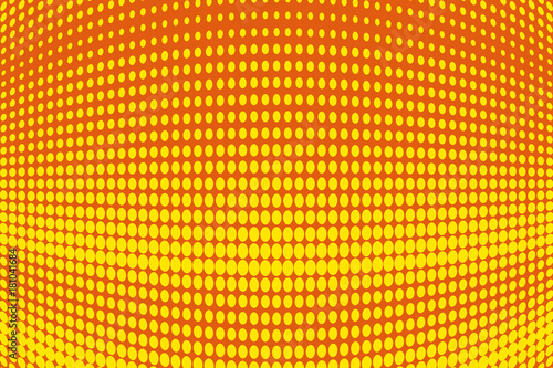 Abstract futuristic halftone pattern. Comic background. Dotted backdrop with circles, dots, point large scale.Yellow, orange color