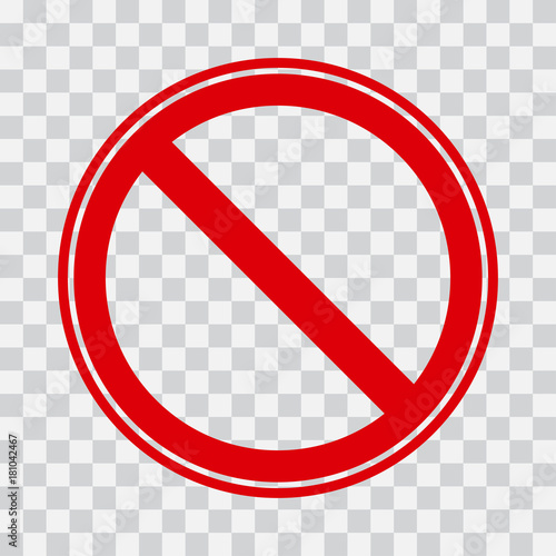Red stop icon on transparent background. No symbol. Vector illustration