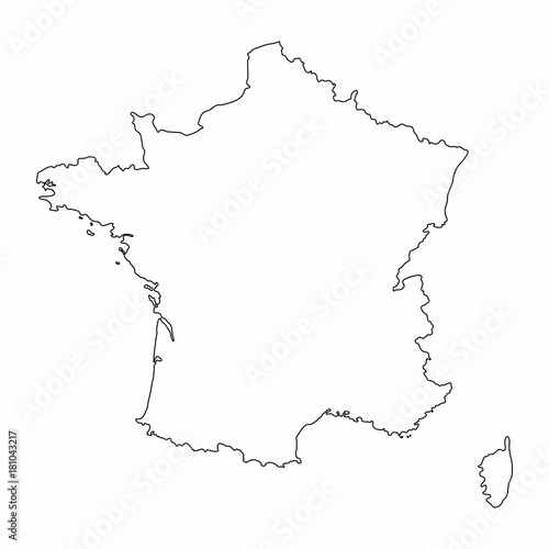 France map outline graphic freehand drawing on white background. Vector illustration