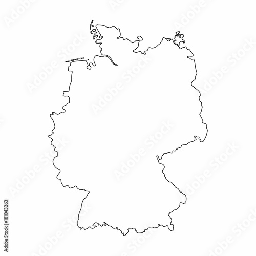 Germany map outline graphic freehand drawing on white background. Vector illustration