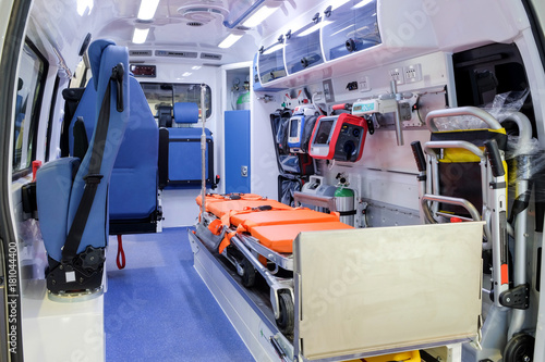 Inside ambulance car