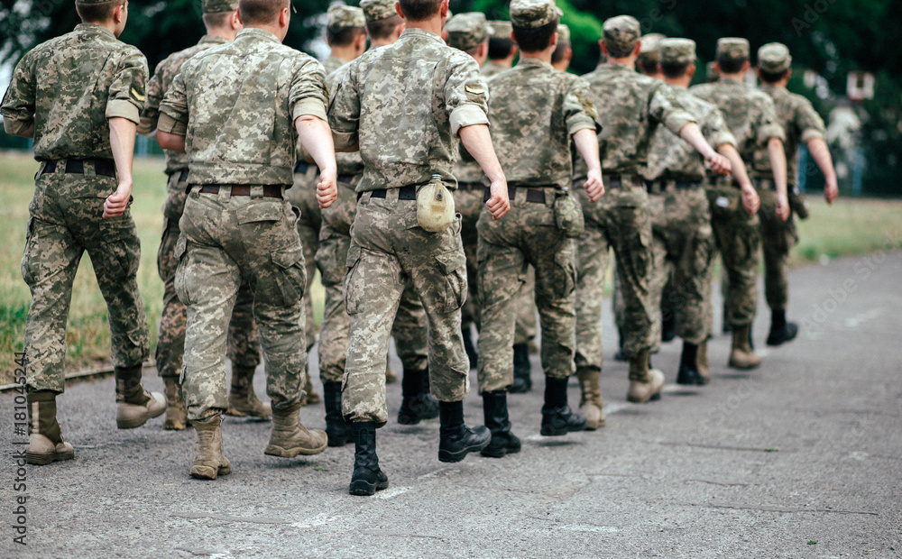 Fototapeta premium detachment of marching soldiers