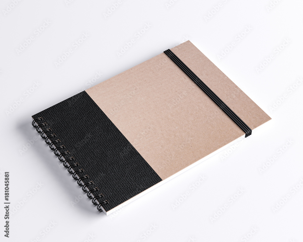 Notebook mockup, sketchbook, spiral notepad 3d rendering Notebook mockup, sketchbook, spiral notepad 3d rendering