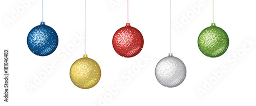 New Year's glass balls on a white background