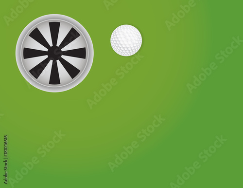 Golf Green with Ball and Cup Background Illustration
