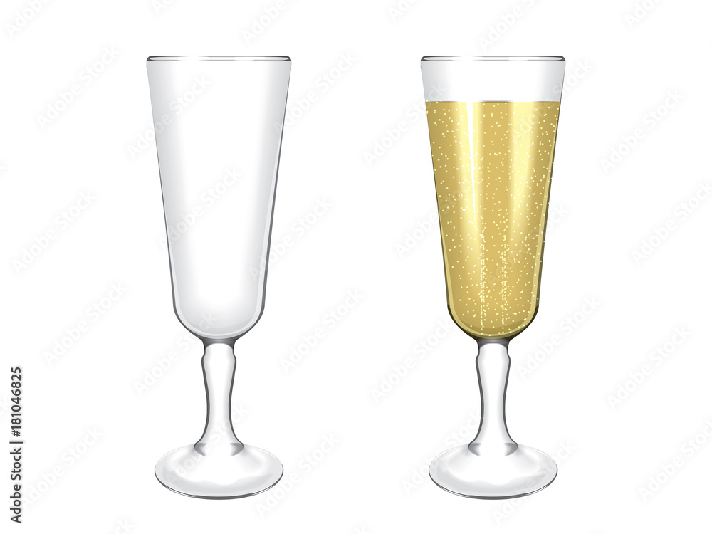 a transparent glass of wine for a new year or another holiday